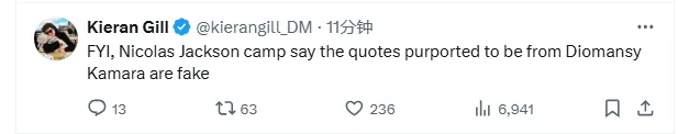 跟队：切尔西前锋杰克逊团队辟谣，所谓经纪人的发言是假的